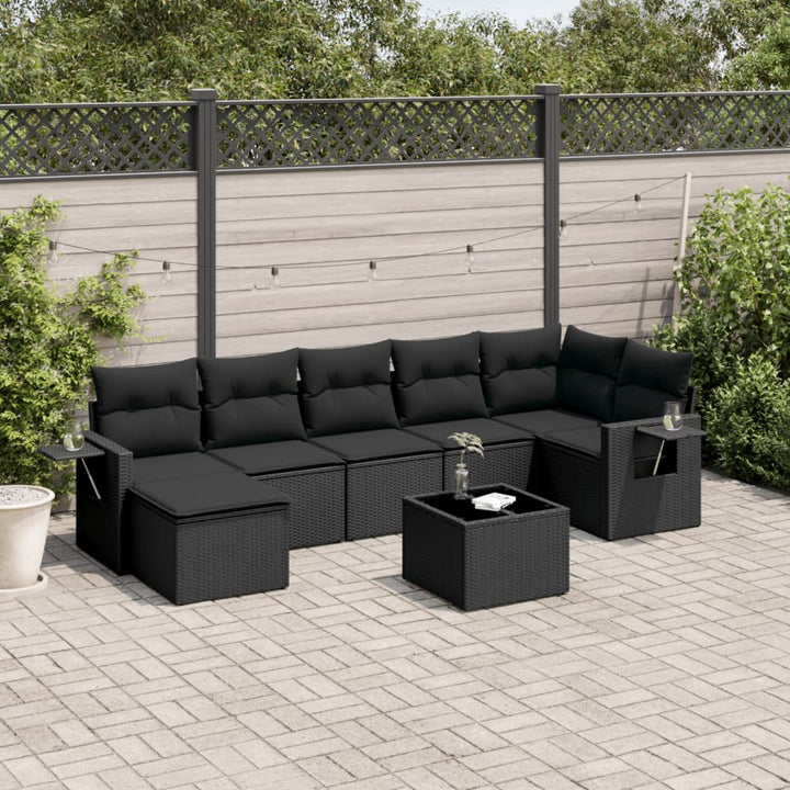 sofasæt til haven 8 dele med hynder polyrattan sort
