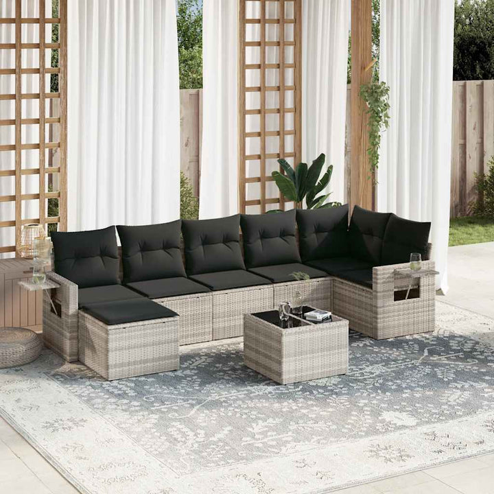 sofasæt til haven 8 dele med hynder polyrattan lysegrå