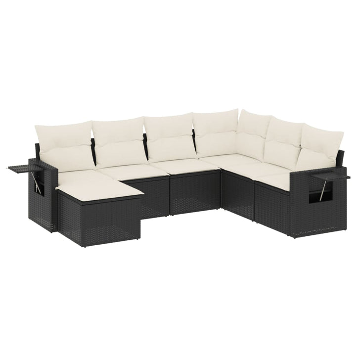 sofasæt til haven 7 dele med hynder polyrattan sort