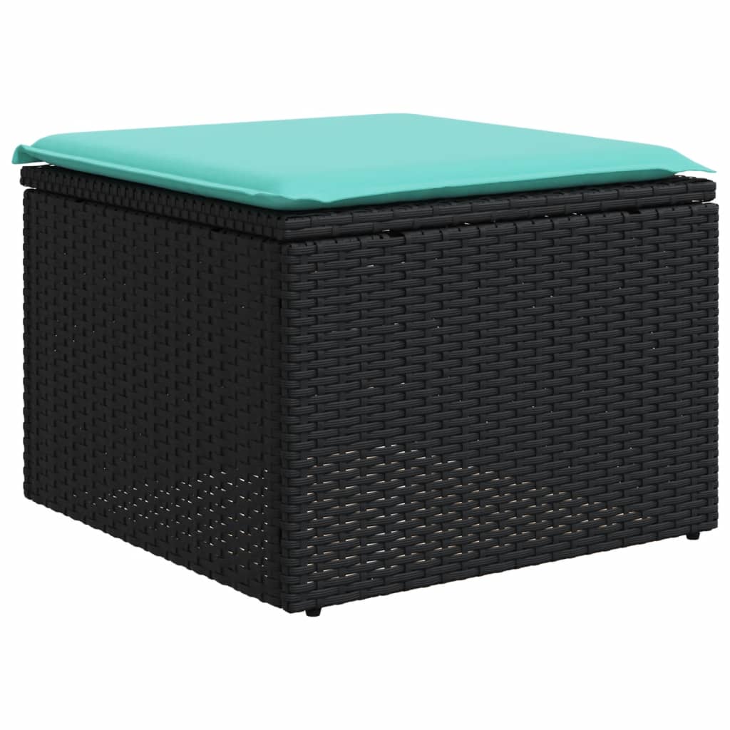 8-delt havesofasæt med hynder sort polyrattan