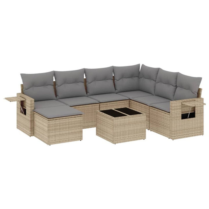 sofasæt til haven 8 dele med hynder polyrattan beige