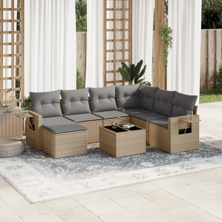 sofasæt til haven 8 dele med hynder polyrattan beige