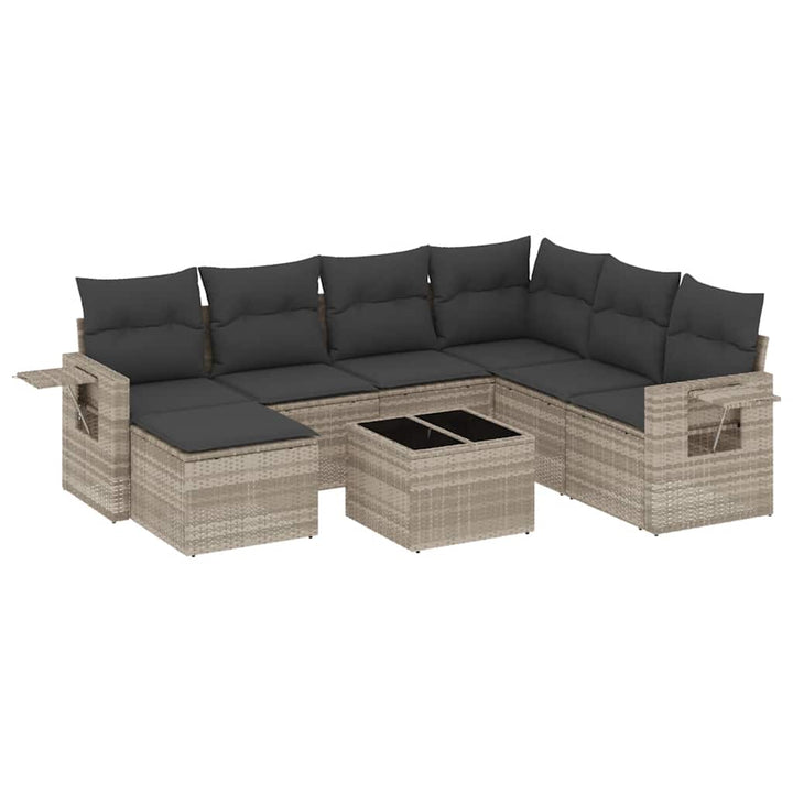 sofasæt til haven 8 dele med hynder polyrattan lysegrå