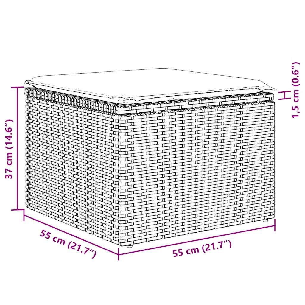 sofasæt til haven 6 dele med hynder polyrattan brun