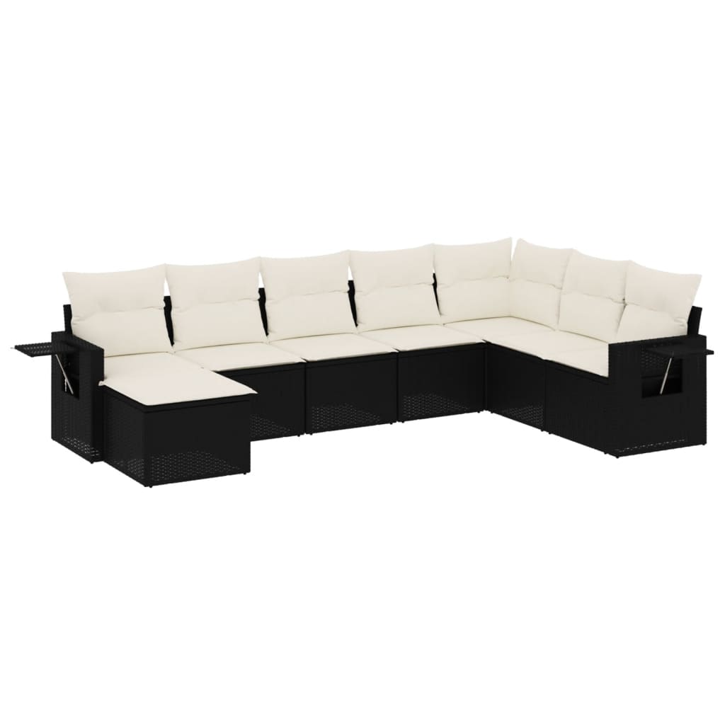 sofasæt til haven 8 dele med hynder polyrattan sort