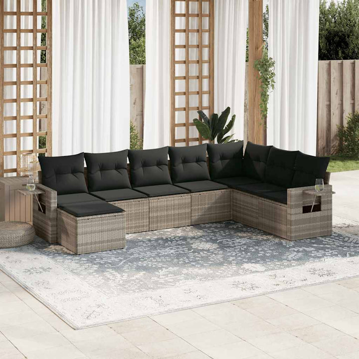 sofasæt til haven 8 dele med hynder polyrattan lysegrå