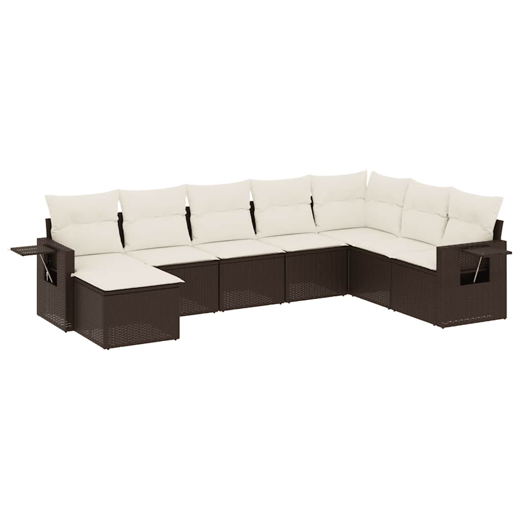 sofasæt til haven 8 dele med hynder polyrattan brun