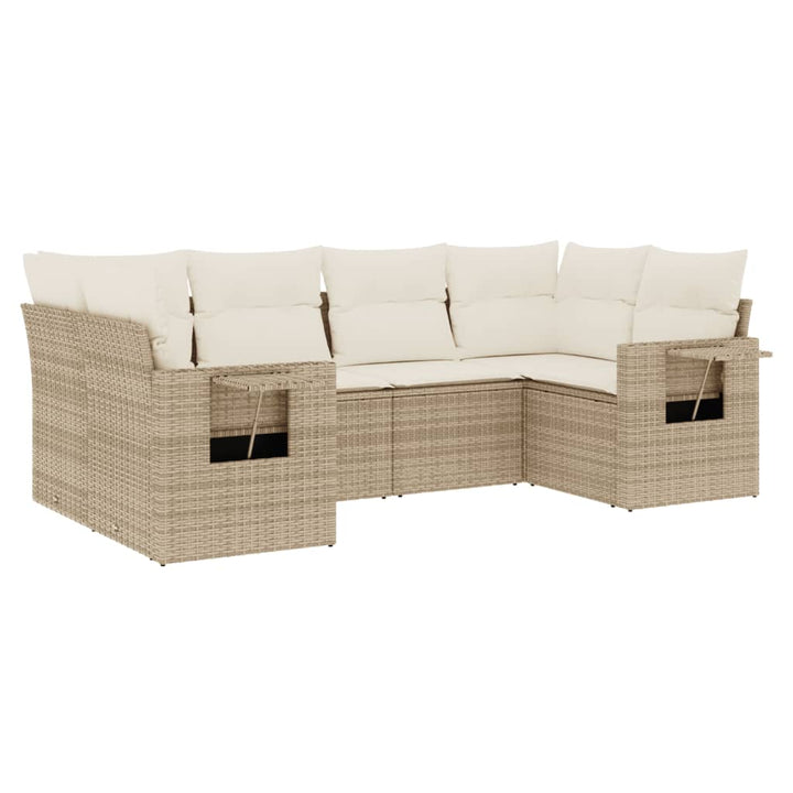 sofasæt til haven 6 dele med hynder polyrattan beige