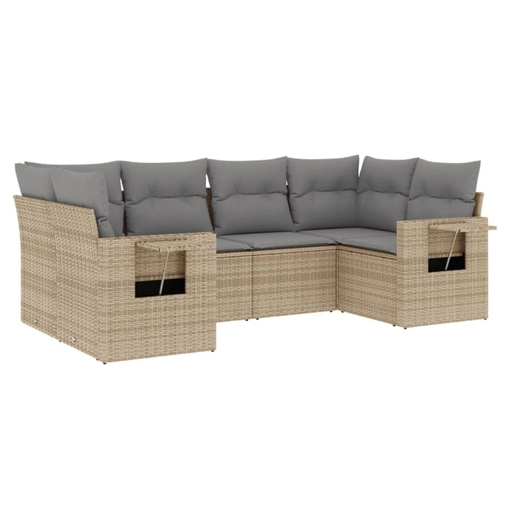 sofasæt til haven 6 dele med hynder polyrattan beige