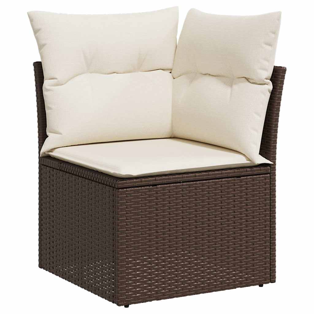 sofasæt til haven 9 dele med hynder polyrattan brun