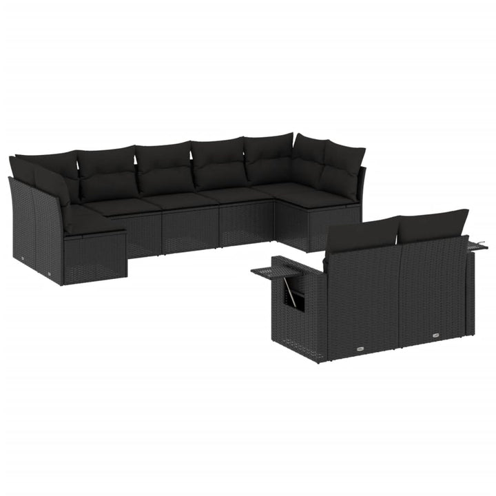 sofasæt til haven 9 dele med hynder polyrattan sort
