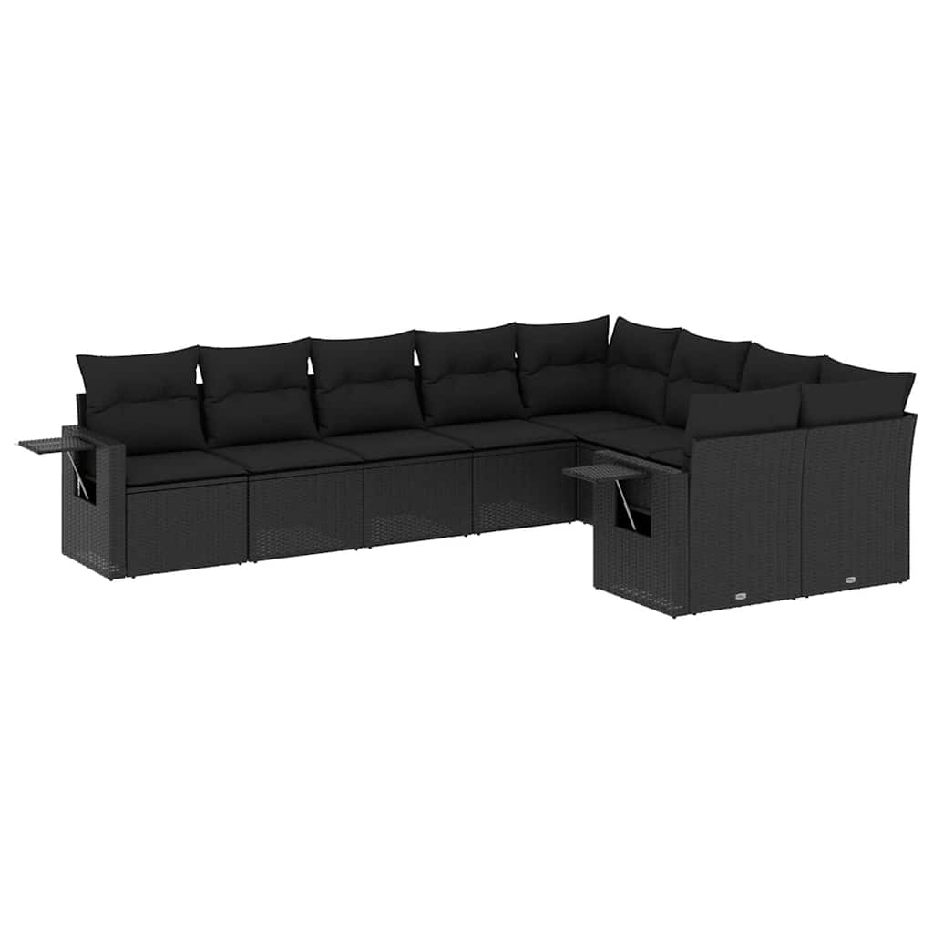 sofasæt til haven 9 dele med hynder polyrattan sort