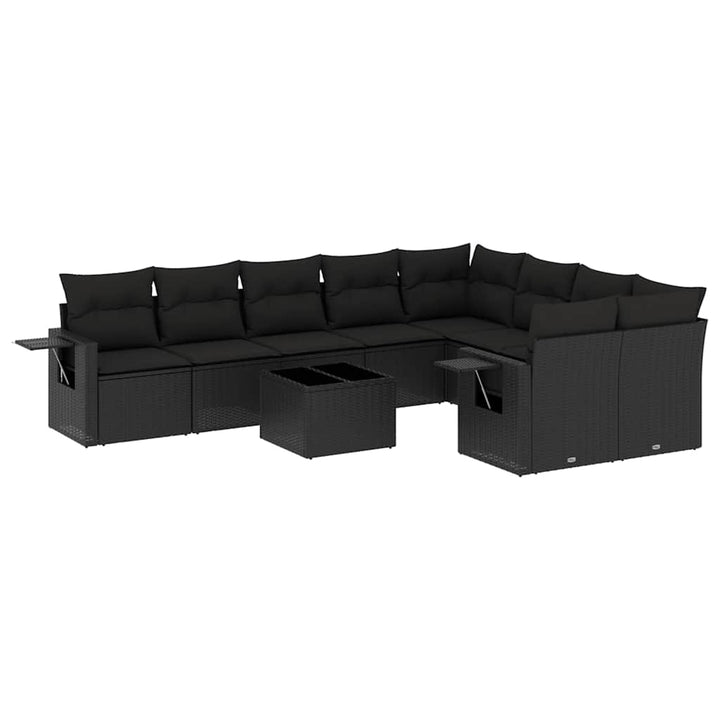 sofasæt til haven 10 dele med hynder polyrattan sort