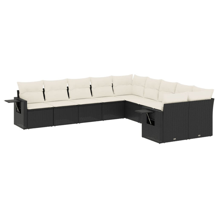 sofasæt til haven 10 dele med hynder polyrattan sort