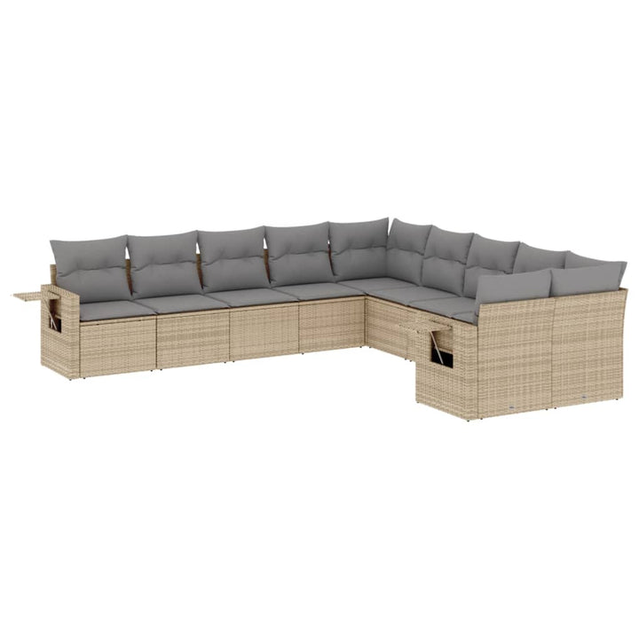 sofasæt til haven 10 dele med hynder polyrattan beige
