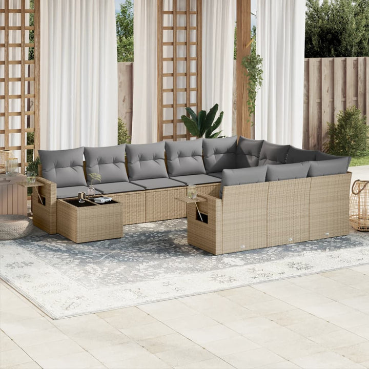 sofasæt til haven 11 dele med hynder polyrattan beige