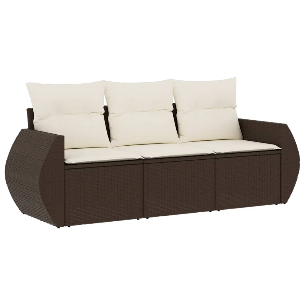 sofasæt til haven 3 dele med hynder polyrattan brun