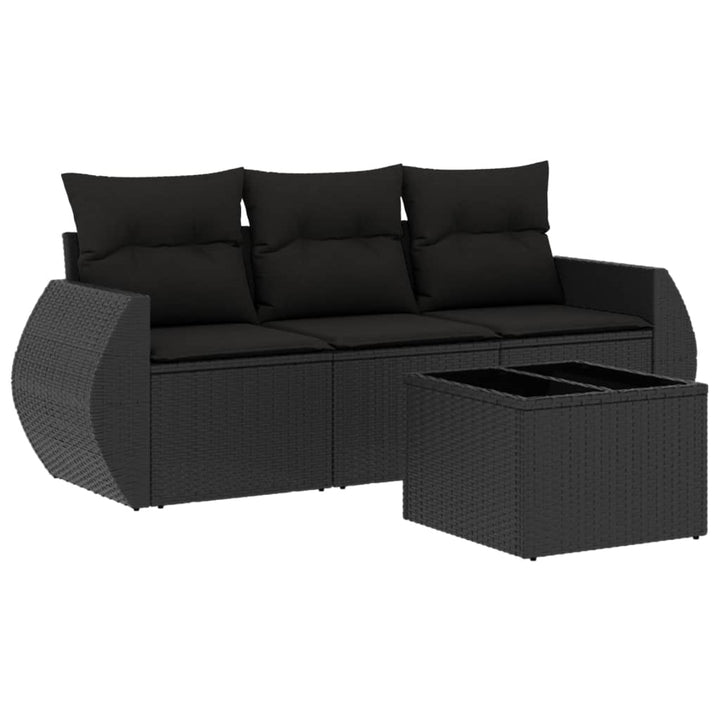 sofasæt til haven 4 dele med hynder polyrattan sort