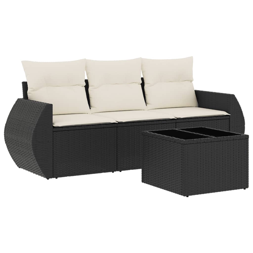 sofasæt til haven 4 dele med hynder polyrattan sort