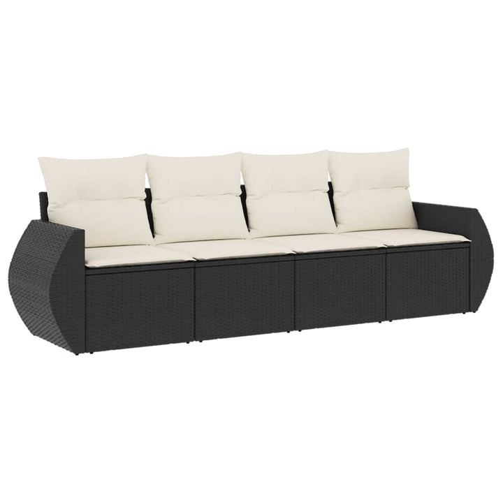 sofasæt til haven 4 dele med hynder polyrattan sort