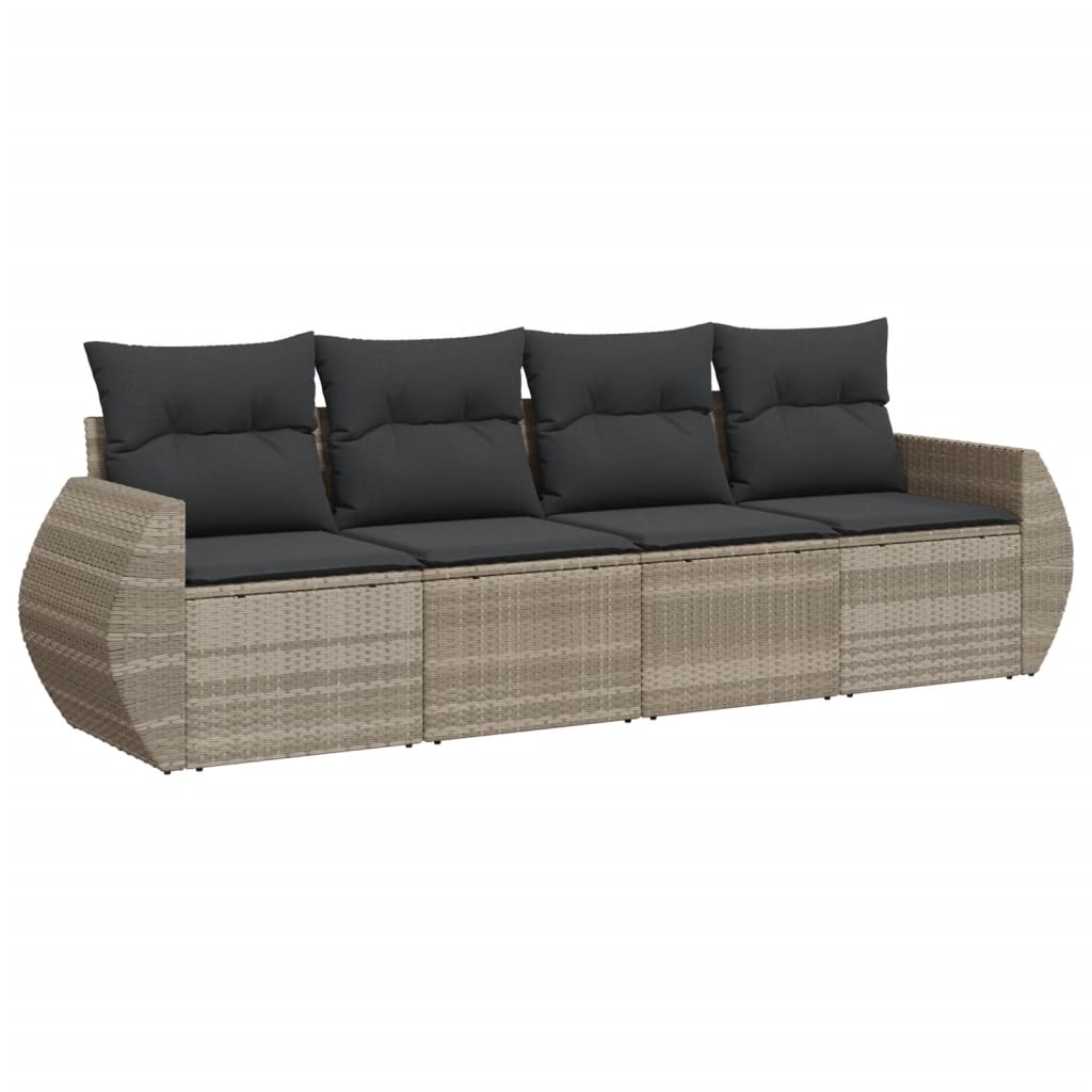 sofasæt til haven 4 dele med hynder polyrattan lysegrå
