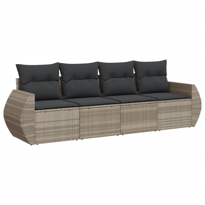 sofasæt til haven 4 dele med hynder polyrattan lysegrå