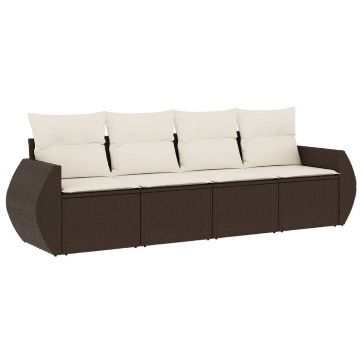 sofasæt til haven 4 dele med hynder polyrattan brun