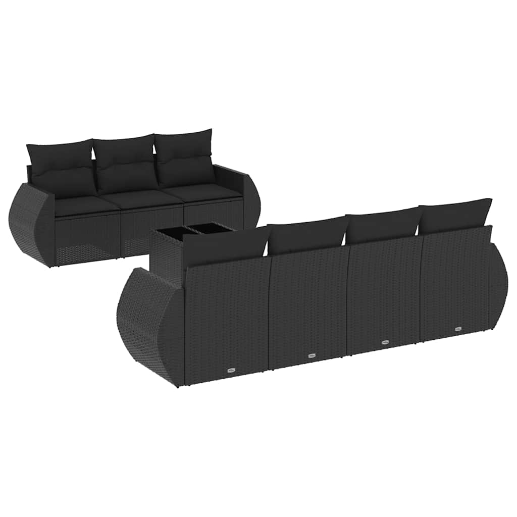 sofasæt til haven 8 dele med hynder polyrattan sort