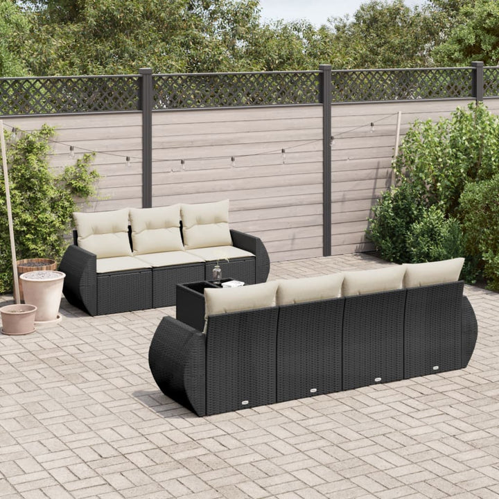 sofasæt til haven 8 dele med hynder polyrattan sort