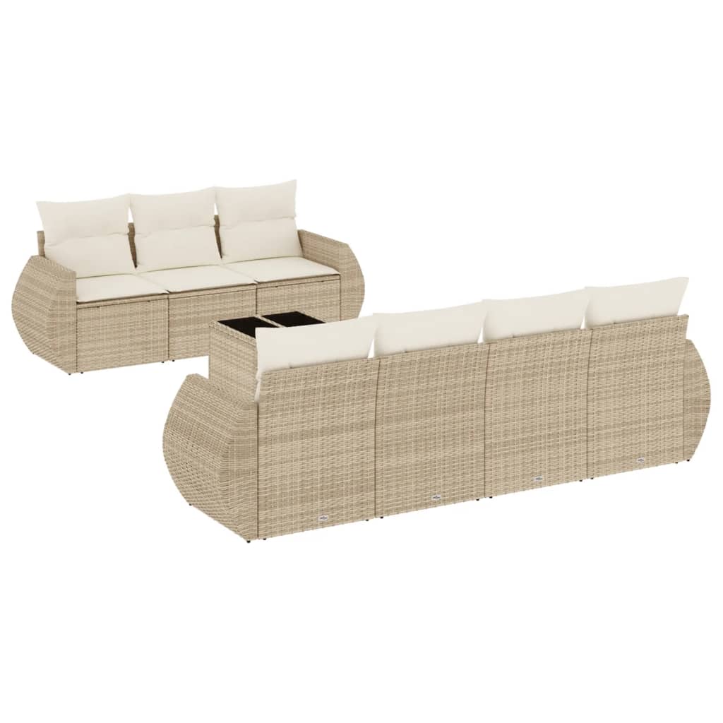 sofasæt til haven 8 dele med hynder polyrattan beige