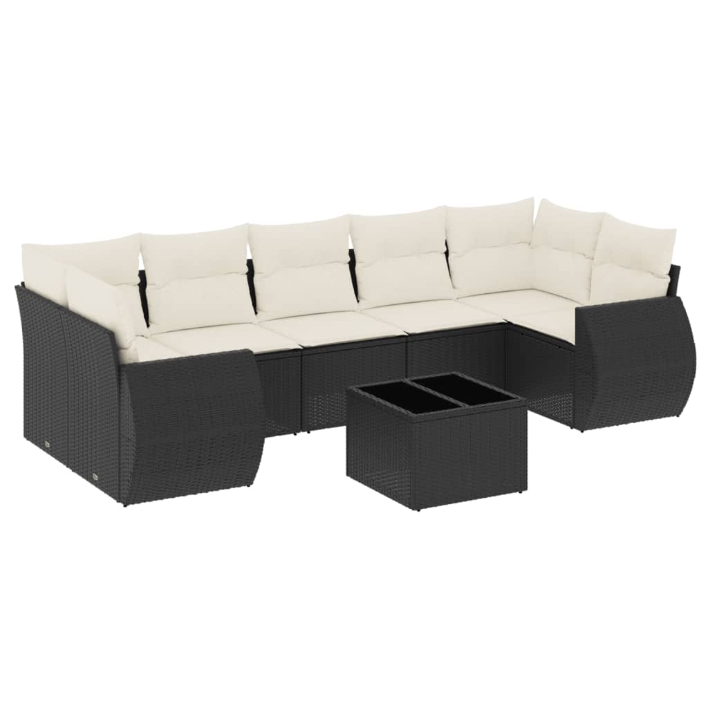 sofasæt til haven 8 dele med hynder polyrattan sort