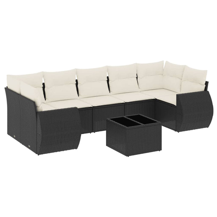 sofasæt til haven 8 dele med hynder polyrattan sort