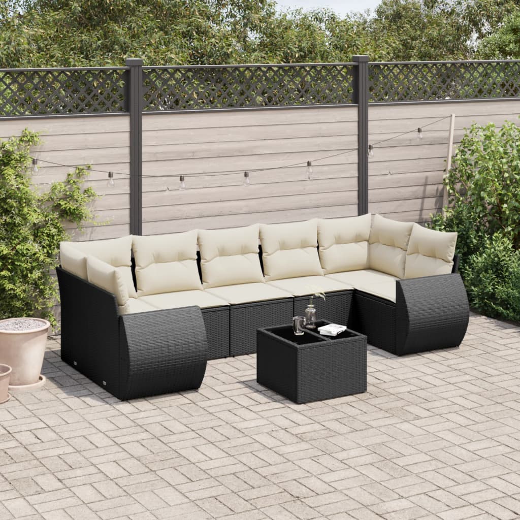 sofasæt til haven 8 dele med hynder polyrattan sort