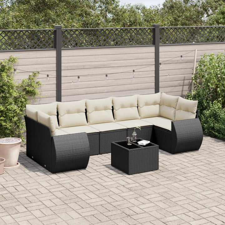 sofasæt til haven 8 dele med hynder polyrattan sort