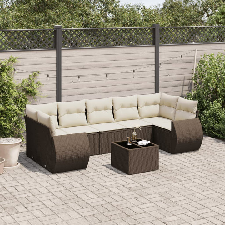 sofasæt til haven 8 dele med hynder polyrattan brun