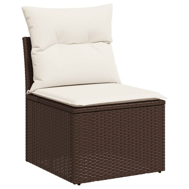 sofasæt til haven 9 dele med hynder polyrattan brun