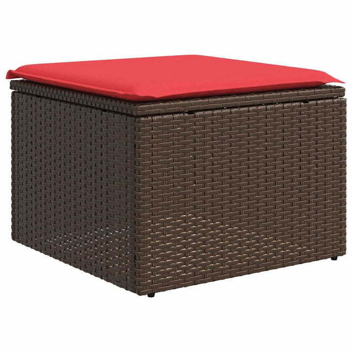 havesofasæt med 4 dele og hynder brun polyrattan
