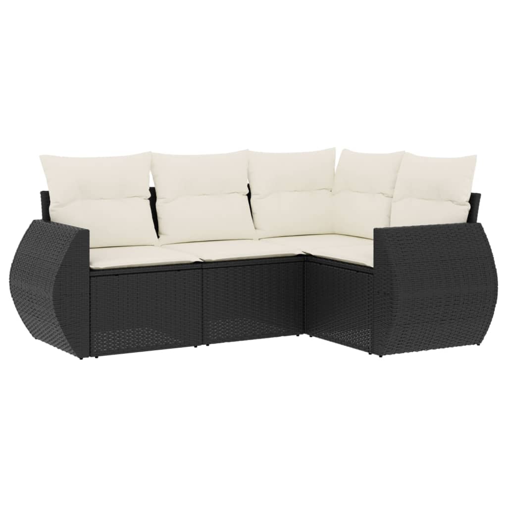 sofasæt til haven 4 dele med hynder polyrattan sort