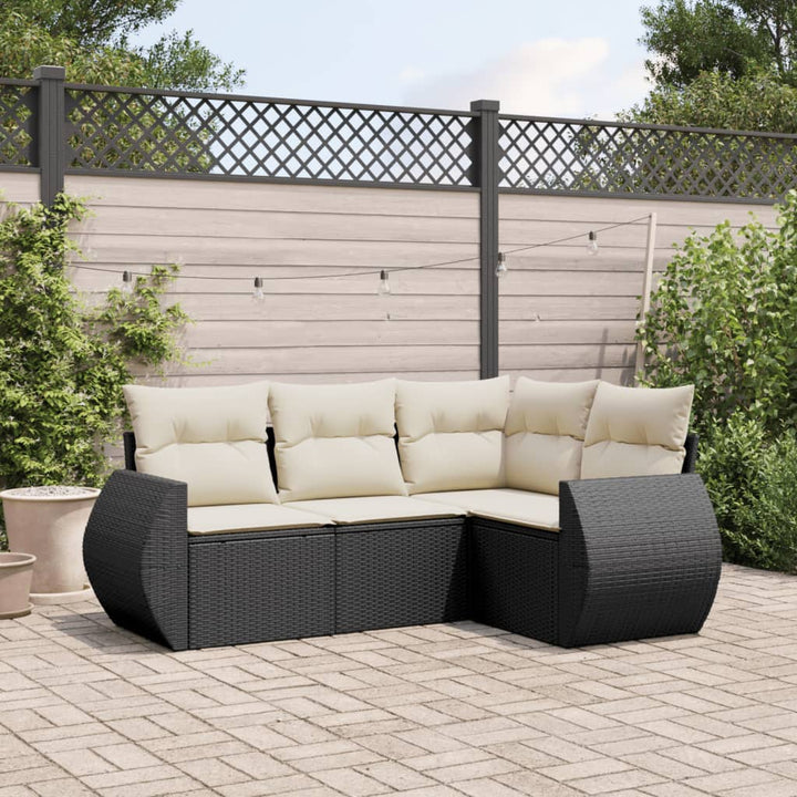 sofasæt til haven 4 dele med hynder polyrattan sort