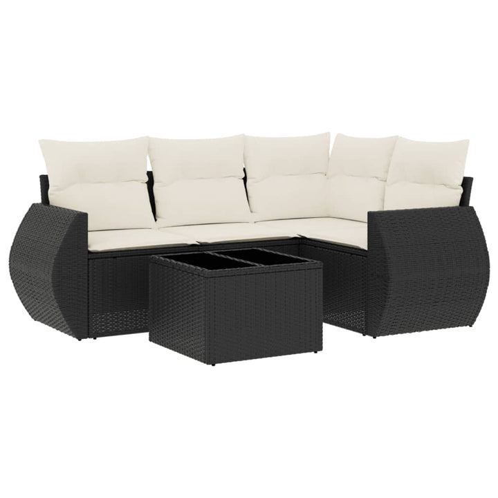 sofasæt til haven 5 dele med hynder polyrattan sort