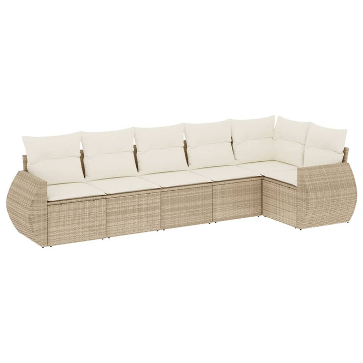 sofasæt til haven 6 dele med hynder polyrattan beige