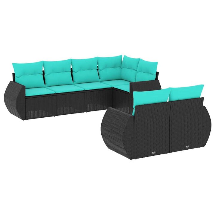 havesofasæt med 7 hynder sort polyrattan