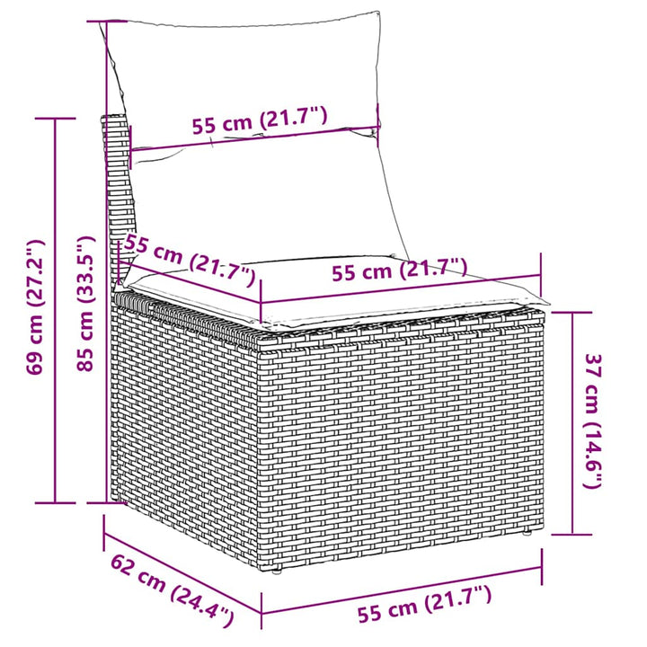 sofasæt til haven 7 dele med hynder polyrattan lysegrå