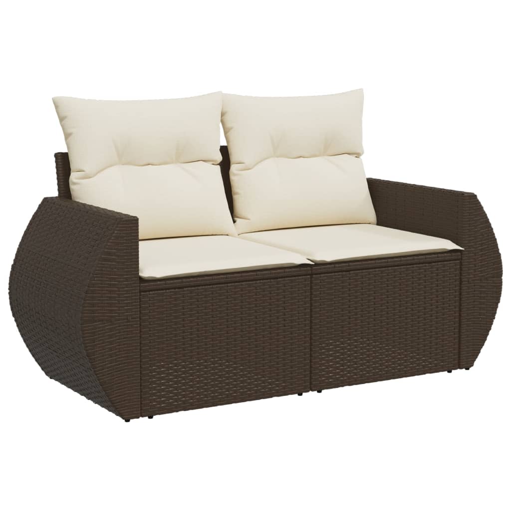 sofasæt til haven 7 dele med hynder polyrattan brun