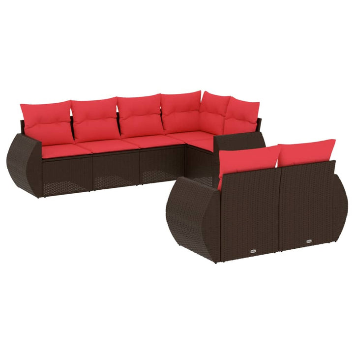 havesofasæt med 7 hynder brun polyrattan