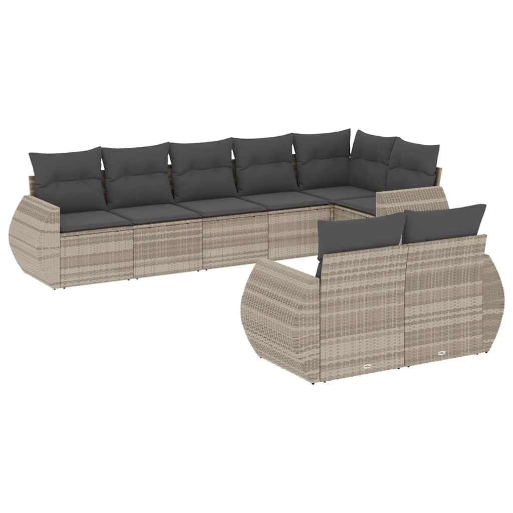 sofasæt til haven 8 dele med hynder polyrattan lysegrå