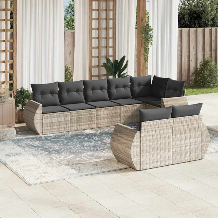 sofasæt til haven 8 dele med hynder polyrattan lysegrå