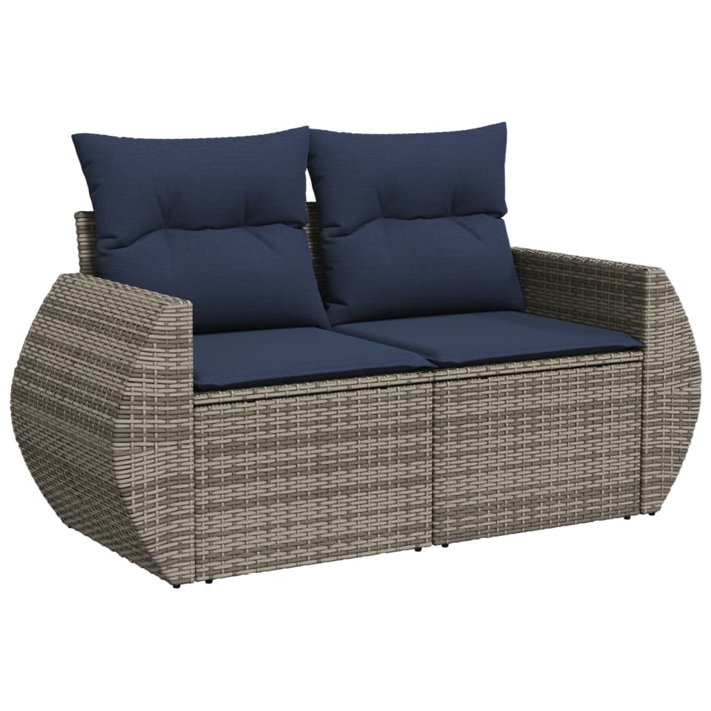 havesofasæt med 8 hynder grå polyrattan
