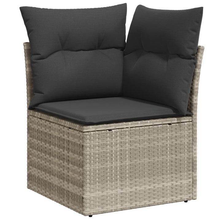 havesofasæt med 9 dele og hynder grå polyrattan
