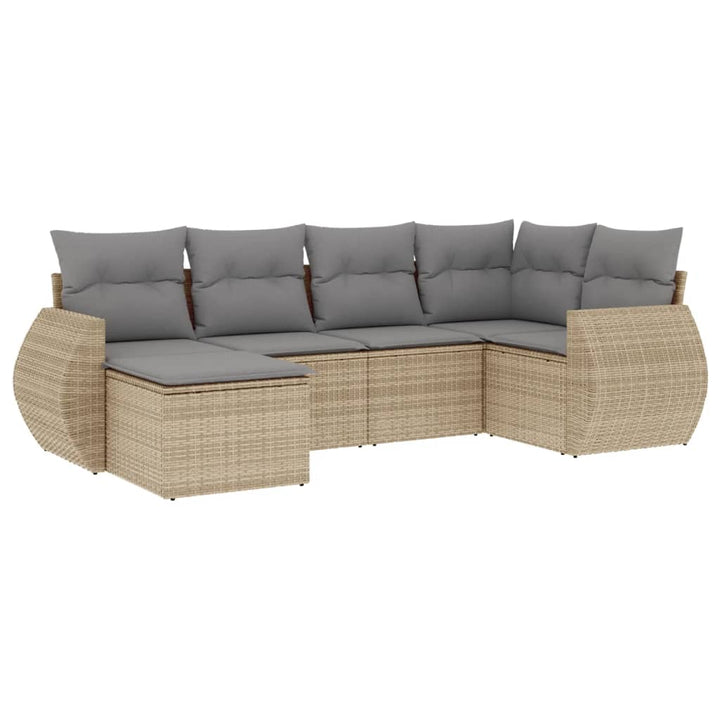 sofasæt til haven 6 dele med hynder polyrattan beige